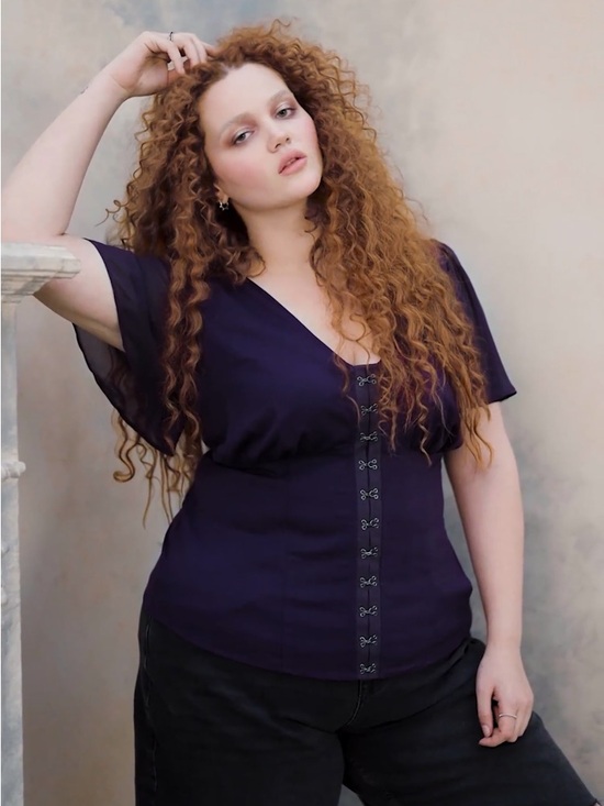 torrid Tops - Torrid Nightfall Flutter Sleeve Corset Top Size 00 Blackberry Cordial Purple NWT